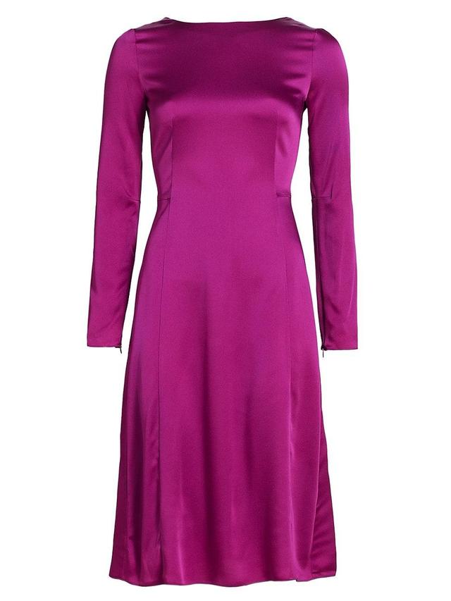 Womens Shiny Enver Long-Sleeve Midi-Dress Product Image