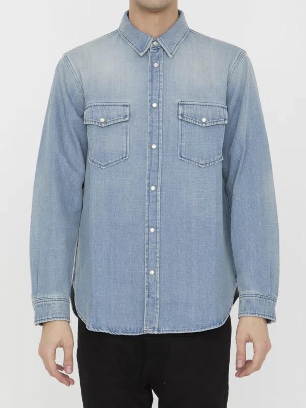 Press-stud Denim Shirt In Blau product image