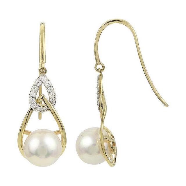 PearLustre by Imperial 14k Gold Akoya Cultured Pearl & Diamond Accent Drop Earrings, Womens, White Product Image