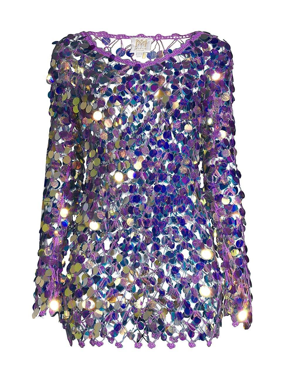 Womens Sequin Crochet Minidress Product Image