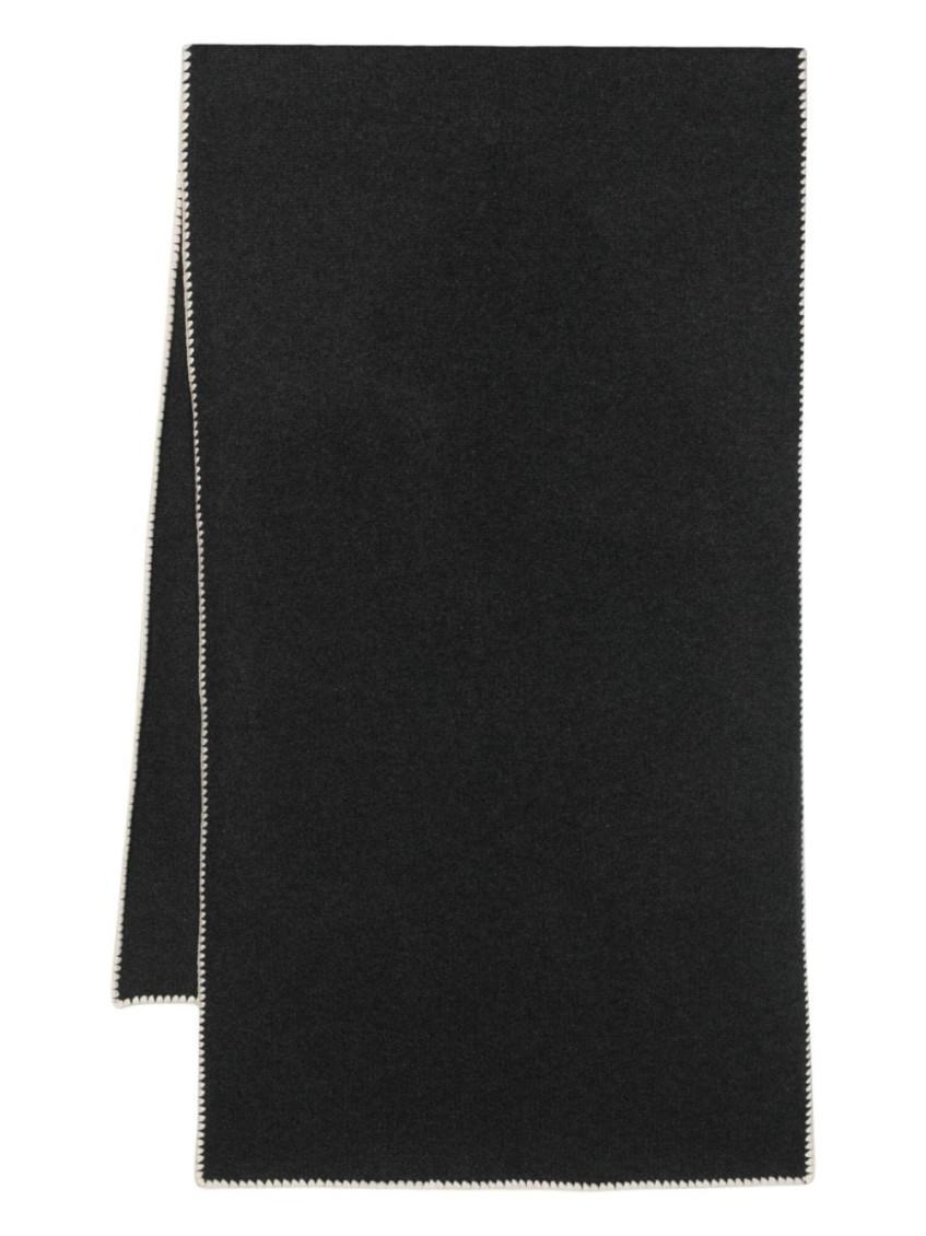 Grey Embroidered Wool Cashmere Scarf Product Image