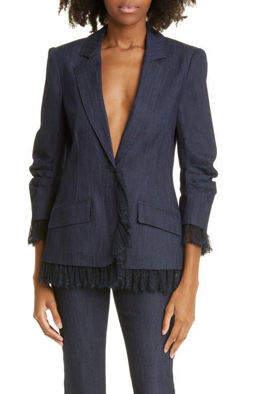 Cinq  Sept Roxie Lace Trim Denim Blazer Product Image