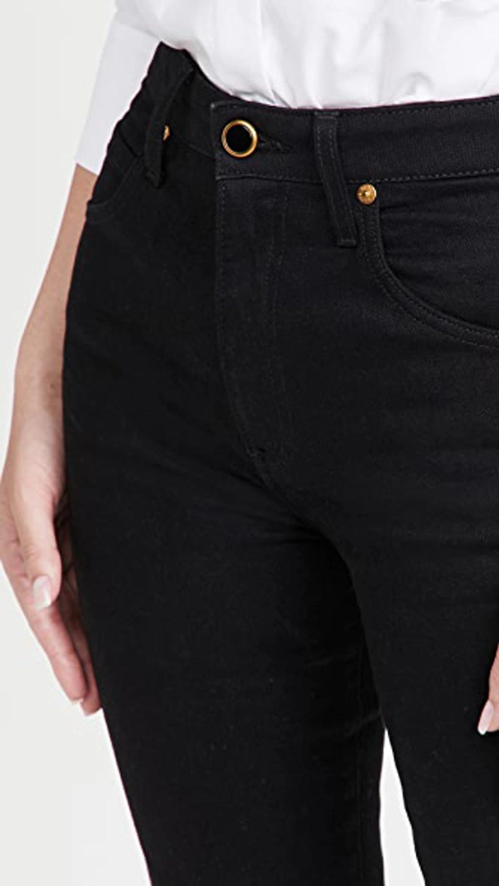 KHAITE Vivian Cropped High-rise Bootcut Jeans In Black Rinse Product Image