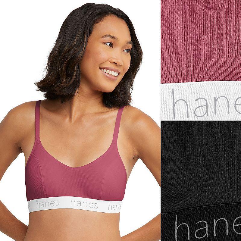 Hanes Originals Ultimate 2-Pack Stretch Cotton Triangle Bralette DHO101, Womens Product Image