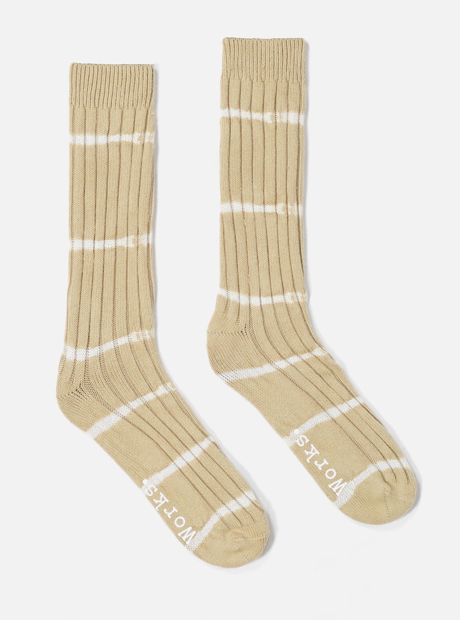 Universal Works Slub Sock in Dark Sand Tie Dye Knit Product Image