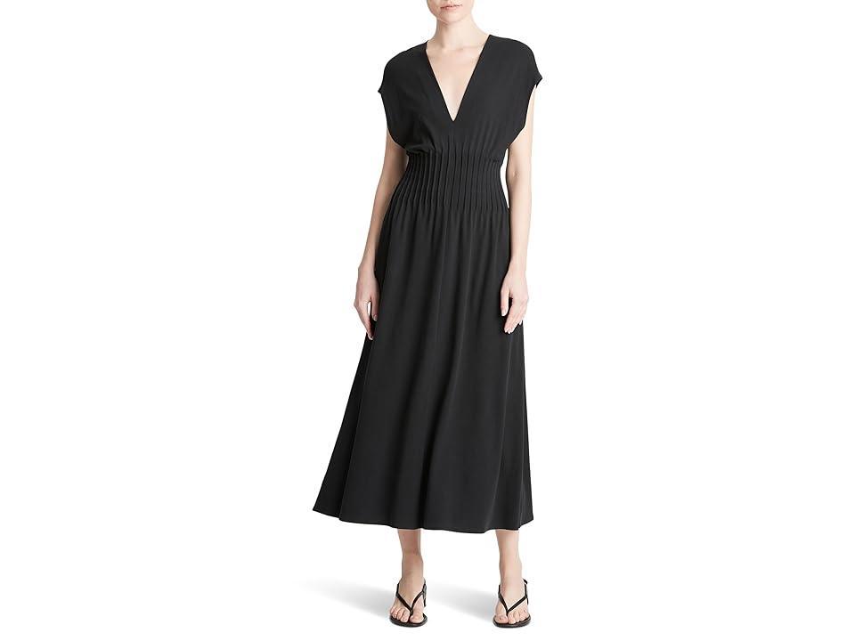 Vince Pintuck V-Neck Dress Women's Dress Product Image