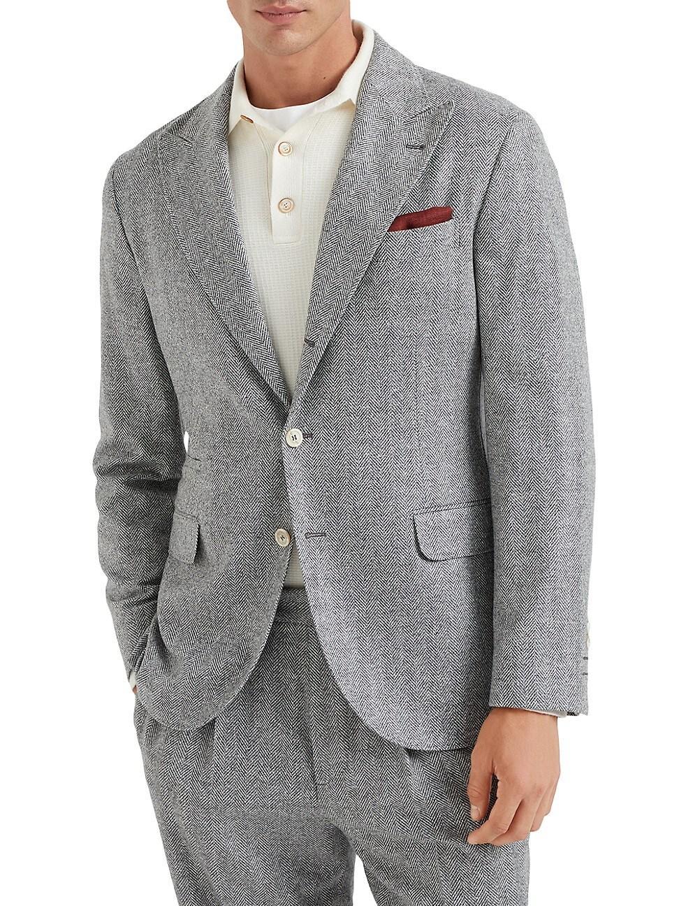 Mens Chevron Deconstructed Blazer with Metal Buttons Product Image