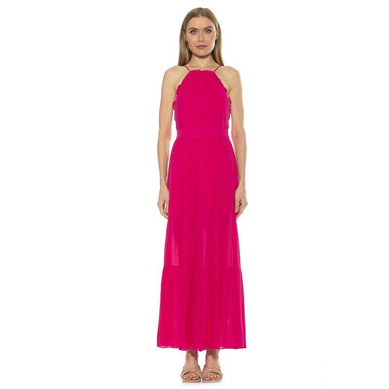 Womens ALEXIA ADMOR Kira Ruffle Halter Maxi Dress Product Image