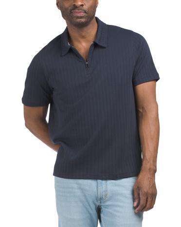 Quarter Zip Jacquard Polo For Men Product Image