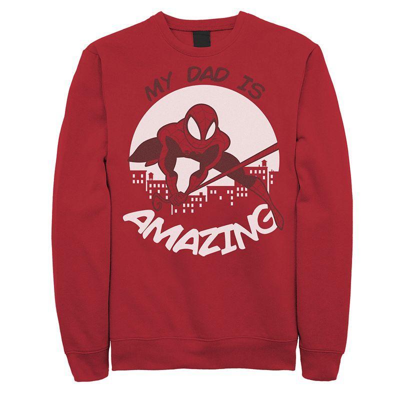 Spider-Man Men's My Dad Is Amazing Crew Fleece Graphic Sweatshirt, Red, 2Xl Product Image