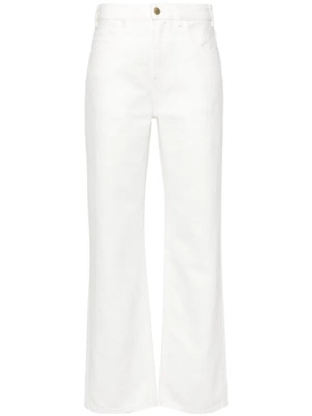 White Five-pocket Jeans With Logo Detail In Cotton Blend Denim Woman Product Image