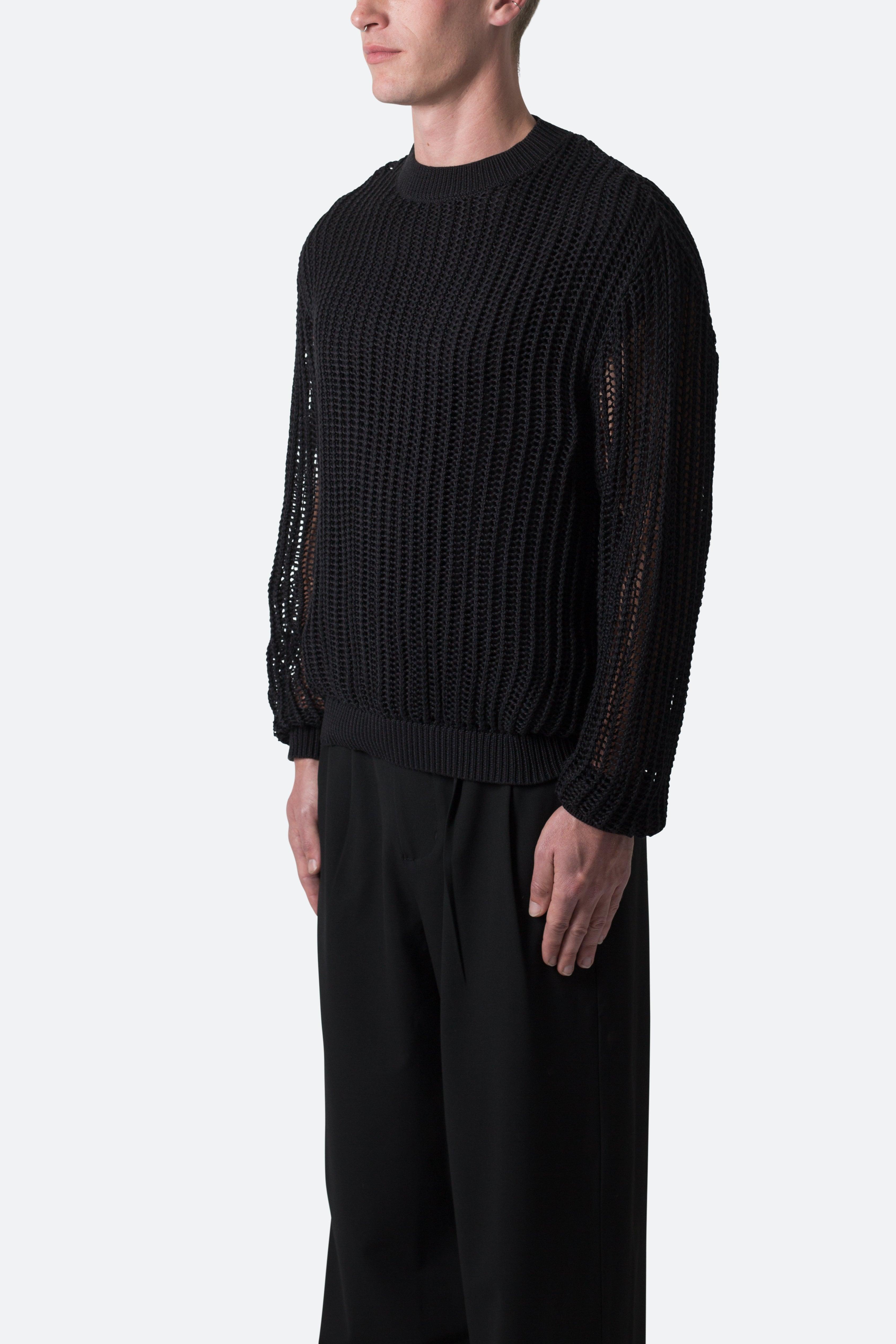 Mesh Knit Sweater - Black Product Image