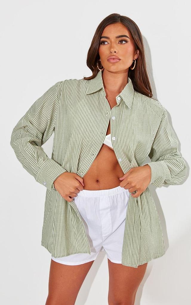 Green Striped Oversized Shirt Product Image