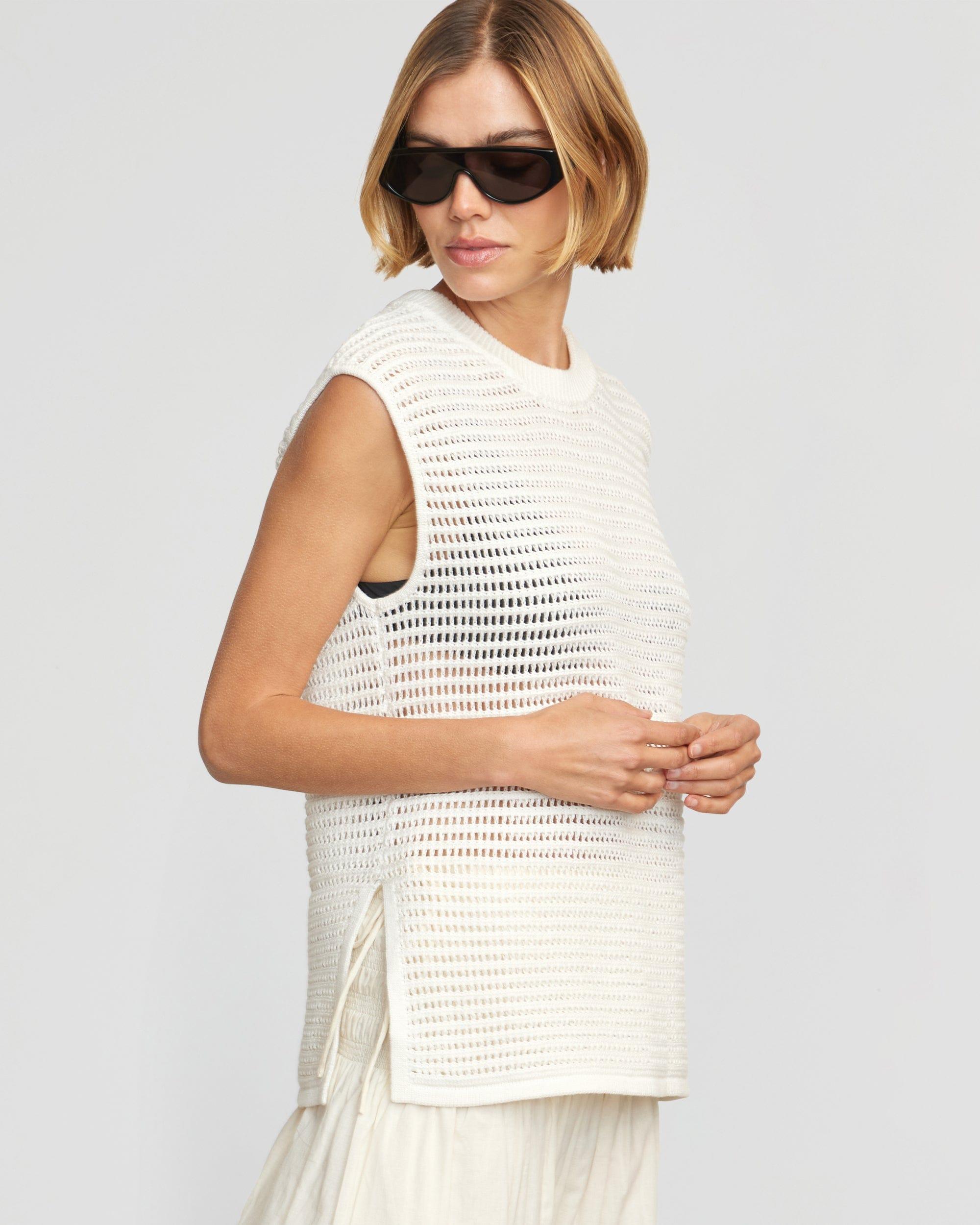 Zada Organic Cotton Crochet Sweater Tank Product Image