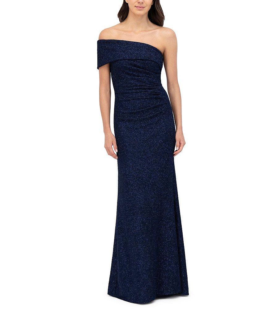 Eliza J One Sleeve Shimmer Knit Mermaid Gown Product Image