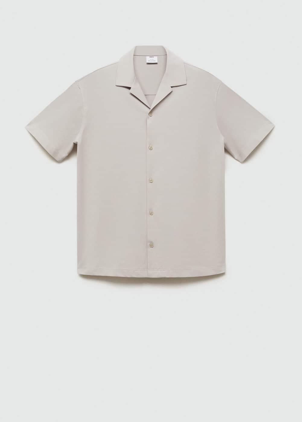 Short sleeved cotton shirt - Men | MANGO USA Product Image