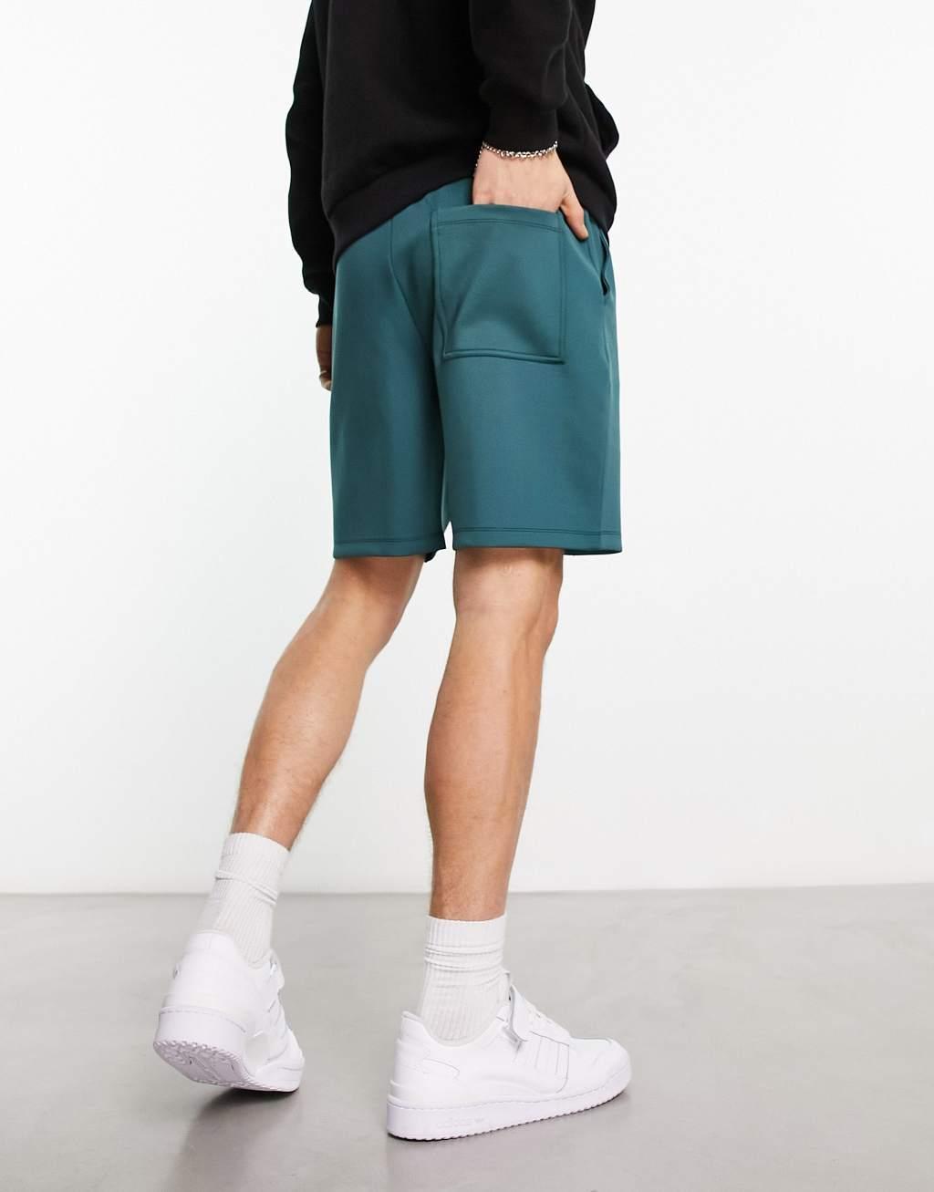 ASOS DESIGN smart slim shorts in green scuba Product Image