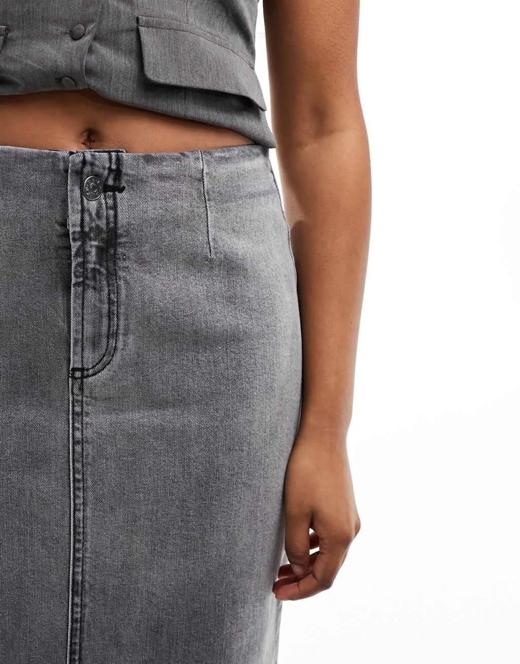 NA-KD x Chloe Monchamp denim midaxi skirt Product Image