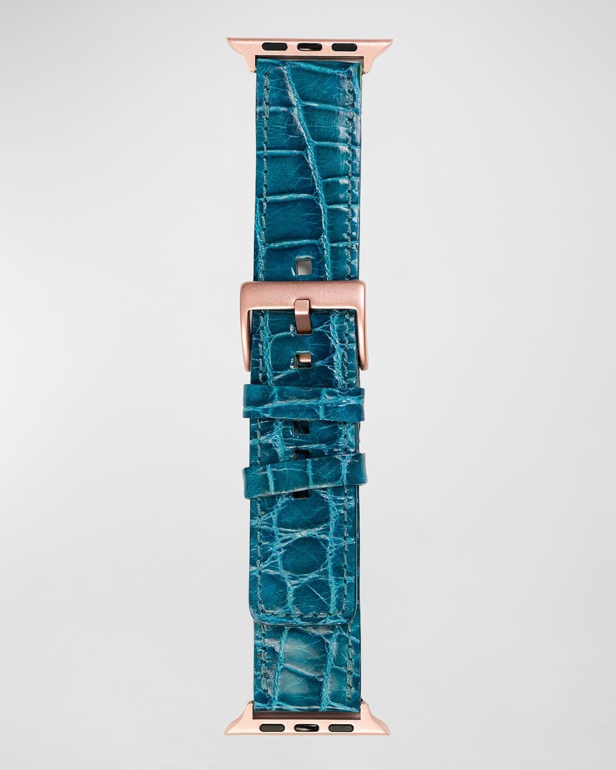 Mens Apple Watch Alligator Watch Strap, Rose Gold Finish Product Image