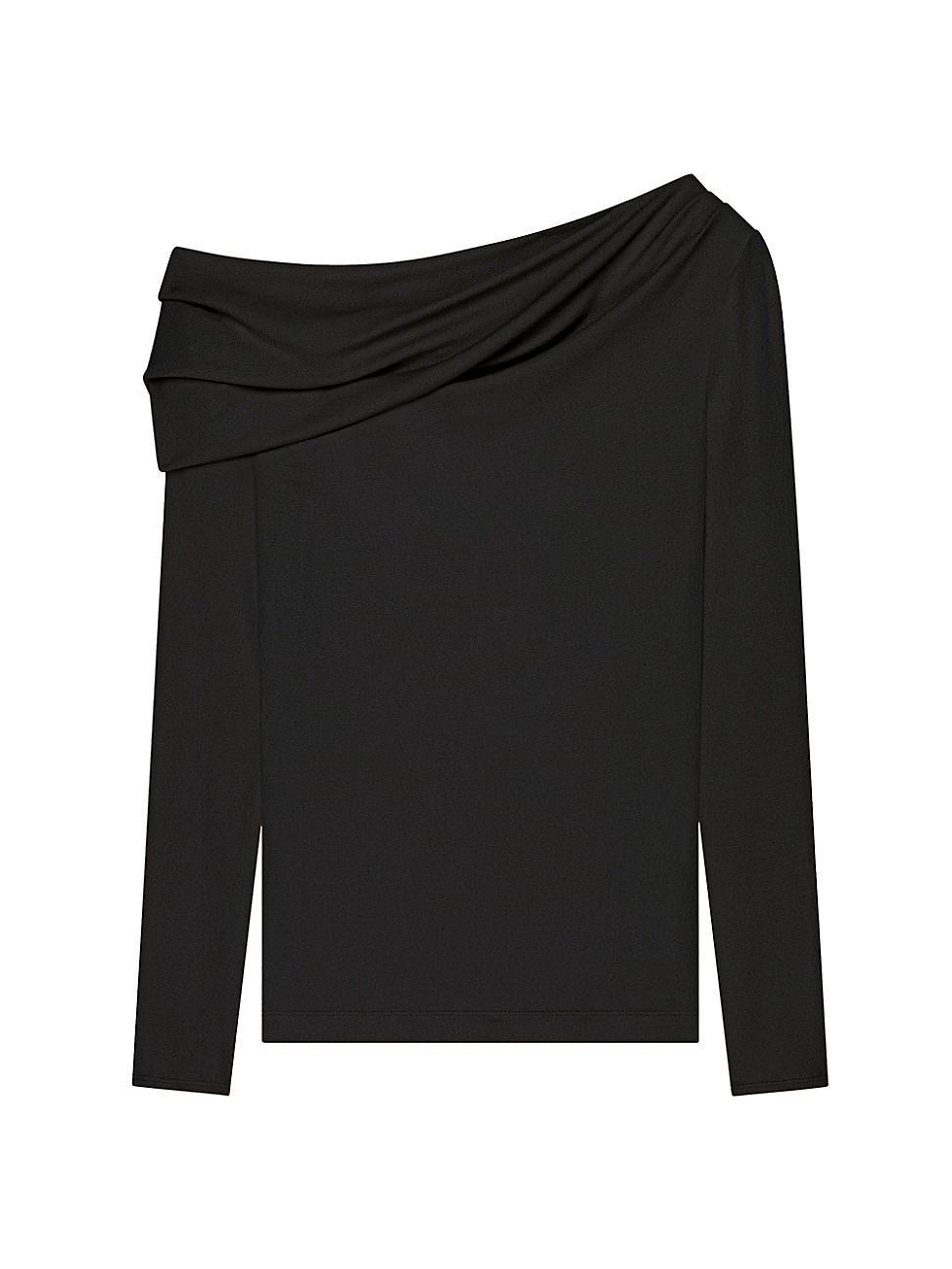 Womens Asymmetric Draped Top in Jersey Product Image