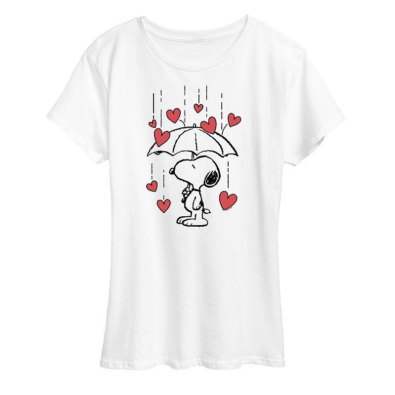 Womens Peanuts Snoopy Heart Rain Graphic Tee Grey Gray Product Image