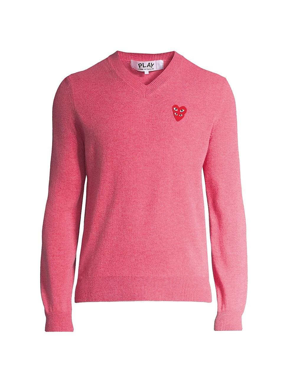 Mens Play Double Heart V-Neck Pullover Product Image