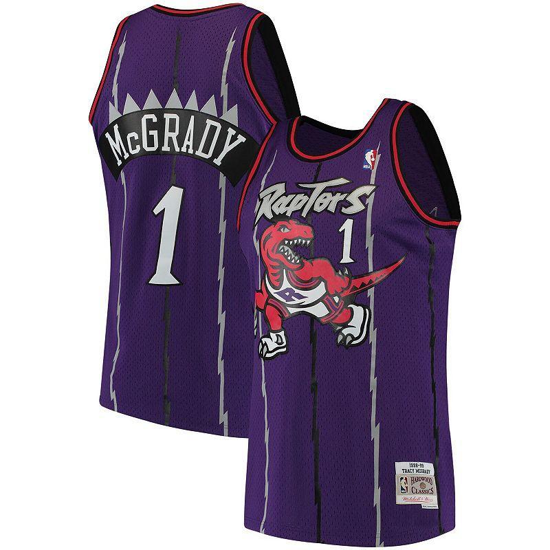 Mens Mitchell & Ness Tracy McGrady Purple Toronto Raptors 1998-99 Hardwood Classics Swingman Jersey Product Image