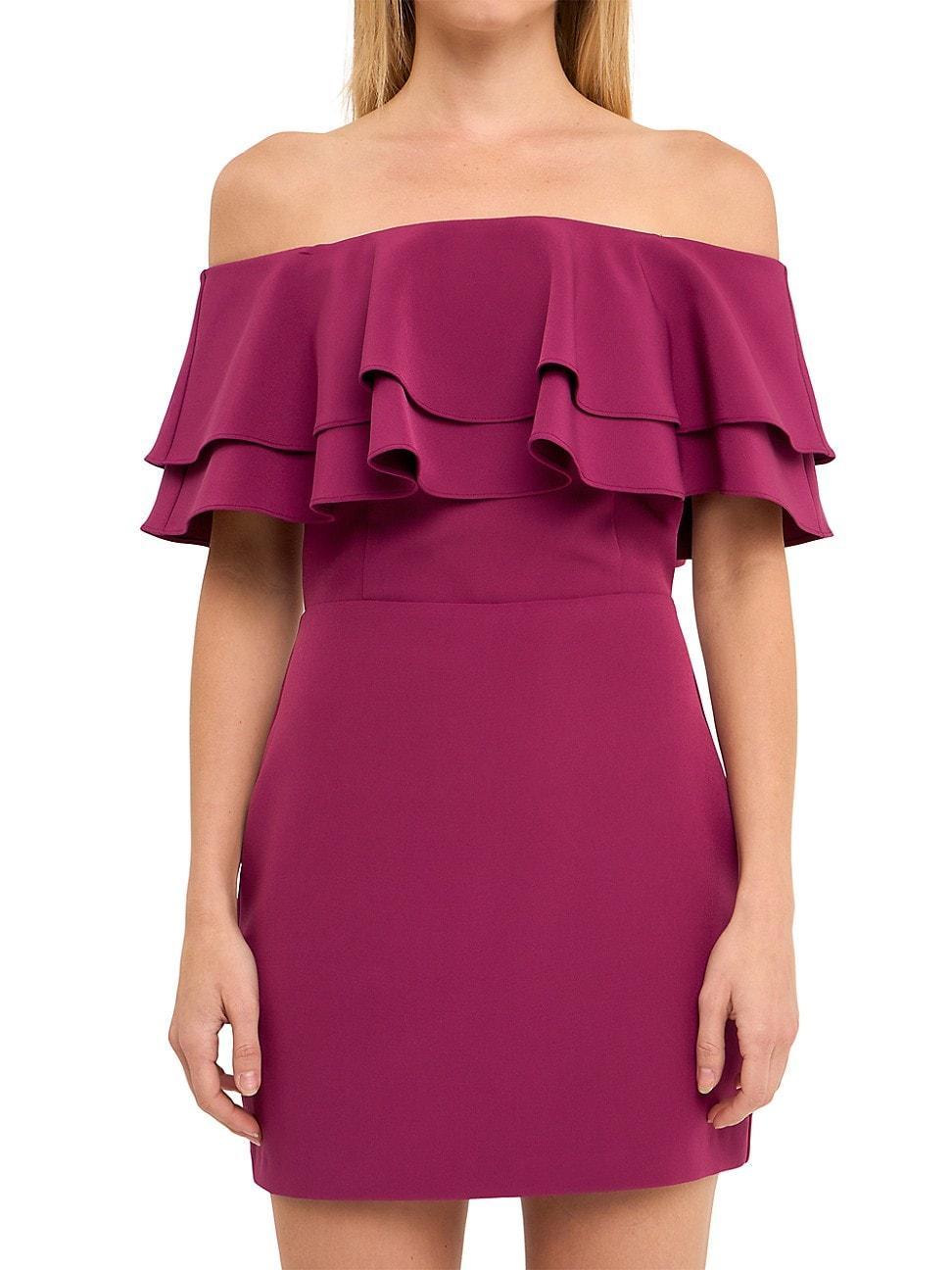 Womens Ruffled Off Shoulder Mini Dress Product Image