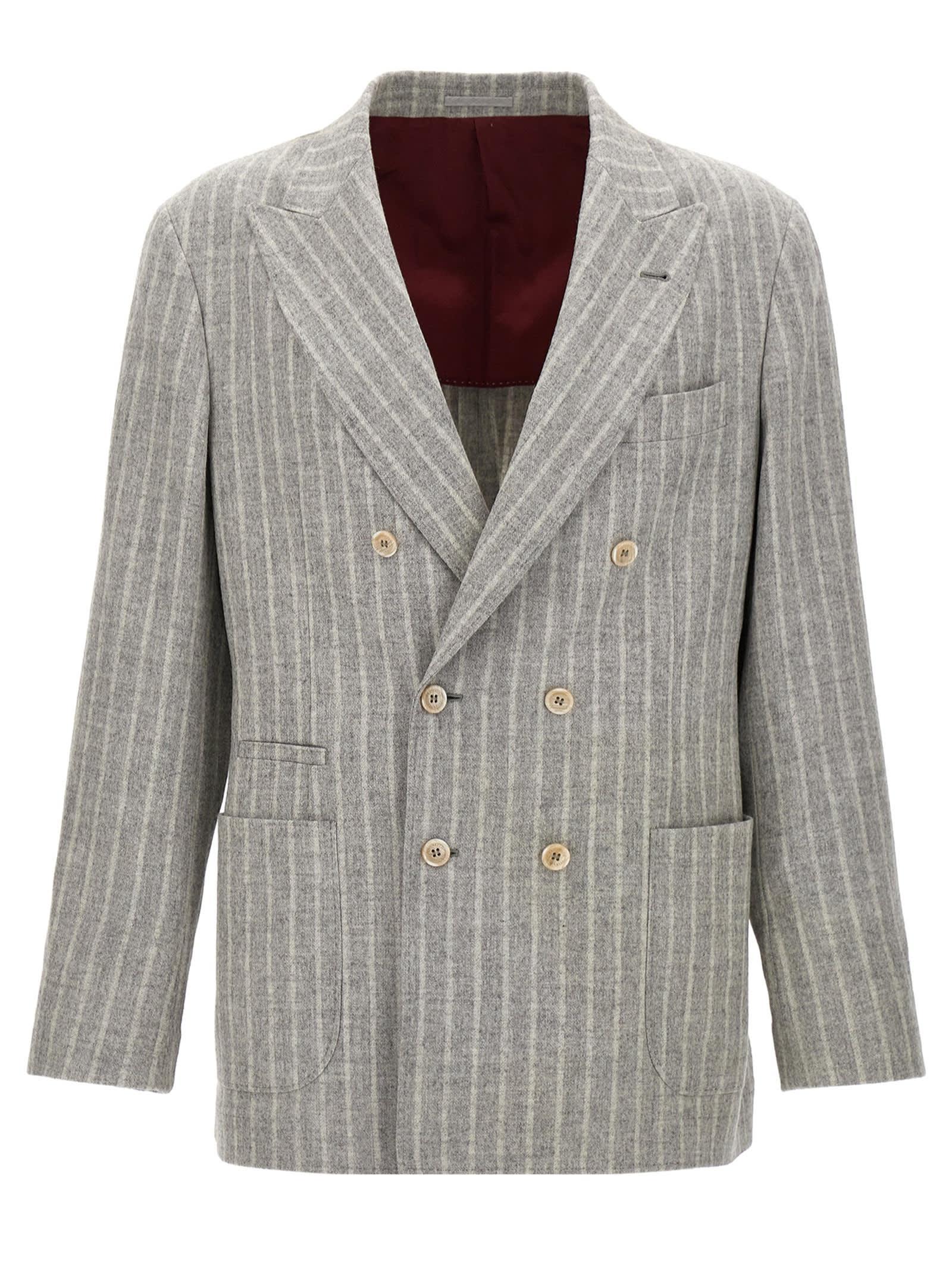 Blazer Jacket In Sigaro/grigio/bianco Product Image