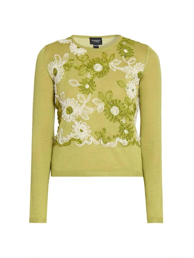 Womens Floral Soutache Silk-Blend Sweater Product Image