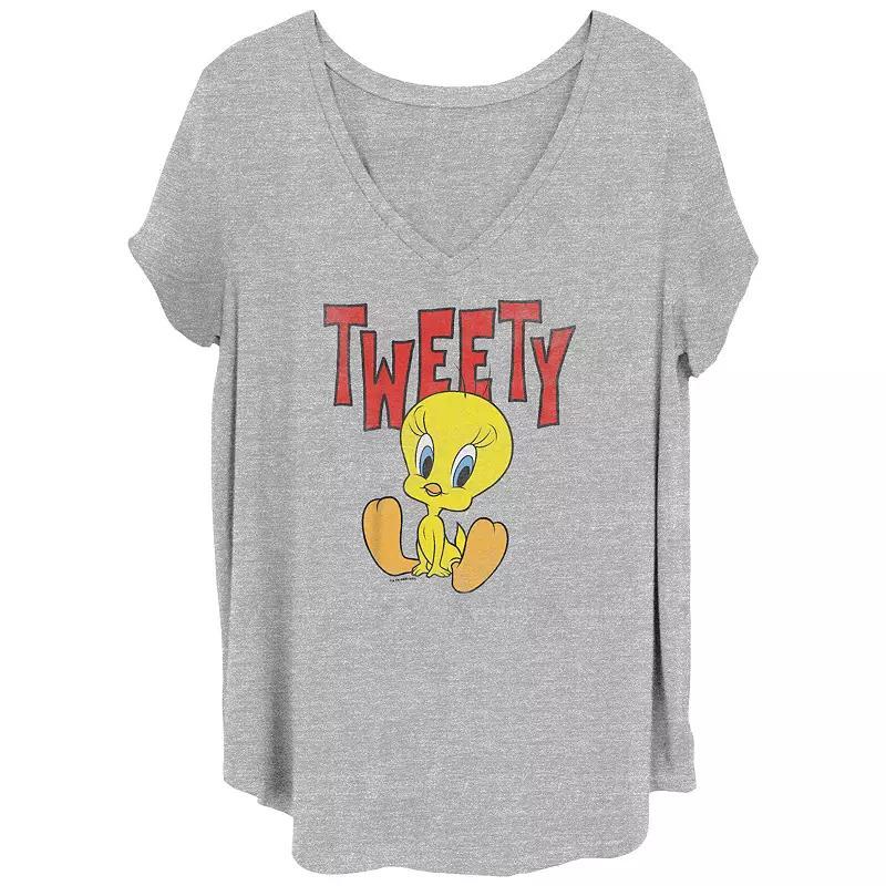 Juniors Plus Size Looney Tunes Tweety Cute Portrait Graphic Tee, Womens Grey Gray Product Image