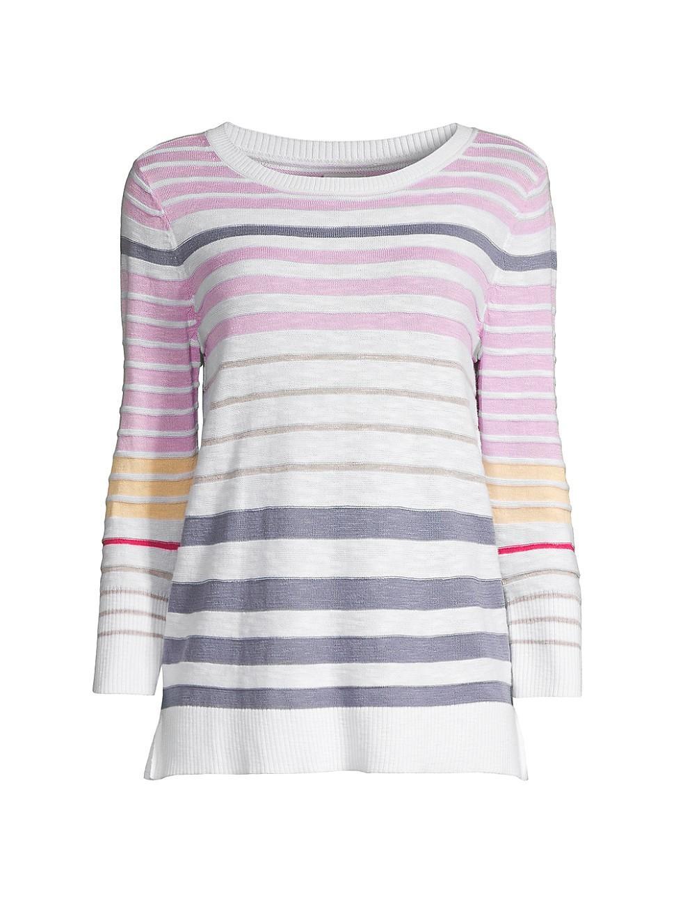 NIC+ZOE Slate Stripe Sweater Multi) Women's Sweater Product Image