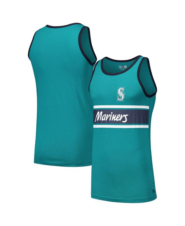 Mens New Era Aqua Seattle Mariners Jersey Ringer Tank Top Turquoise A Product Image