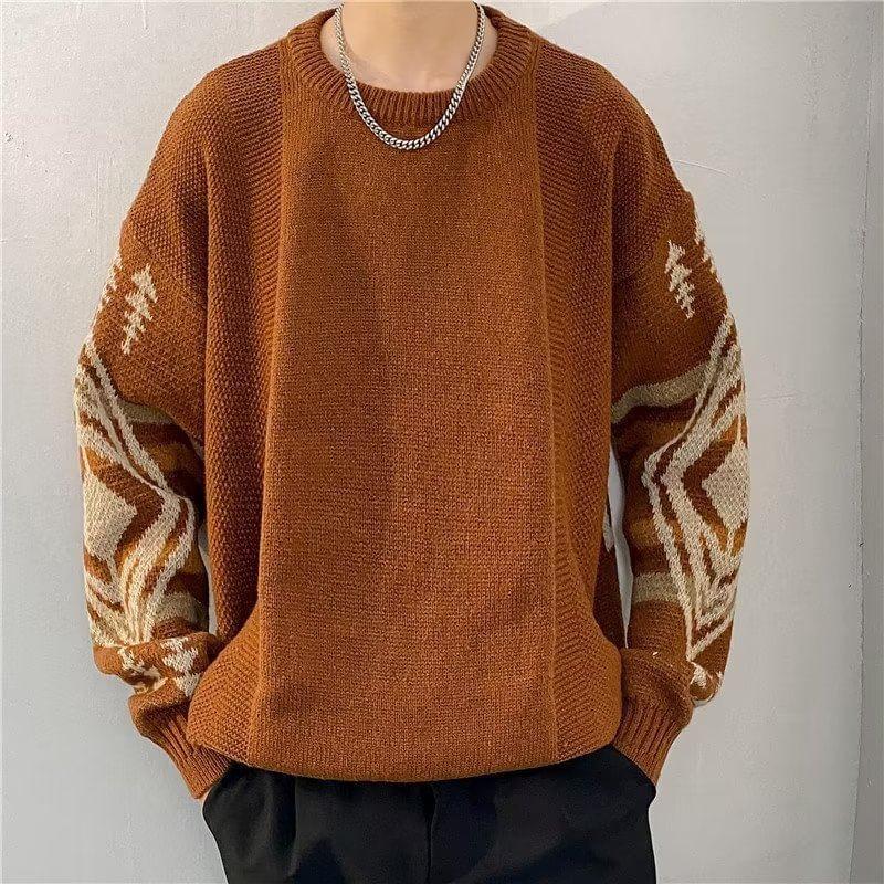 Crew Neck Patterned Sweater Product Image