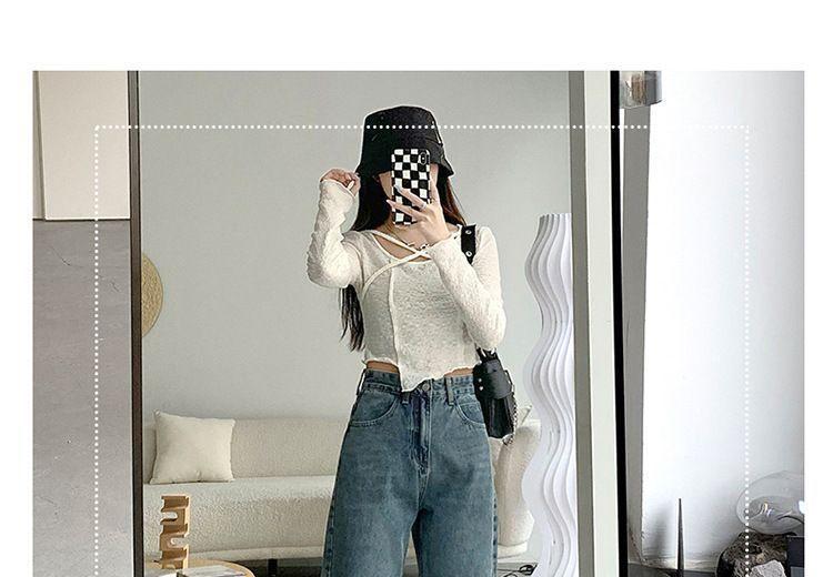 Mid Waist Washed Distressed Wide Leg Jeans (Various Designs) Product Image