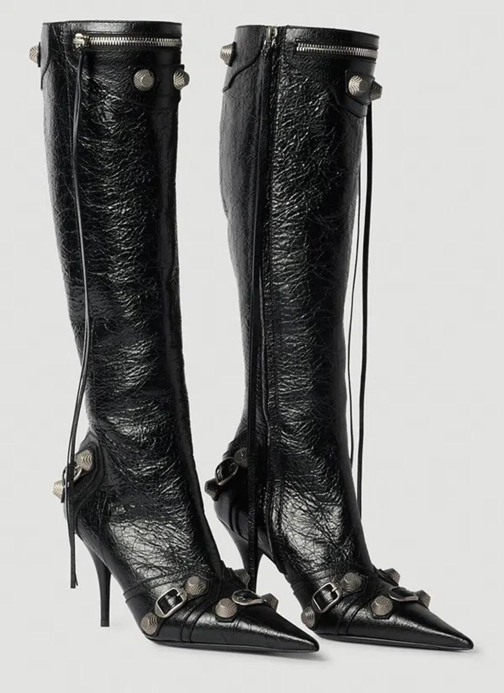 BALENCIAGA Cagole High Heel Calf Boots In Black Product Image