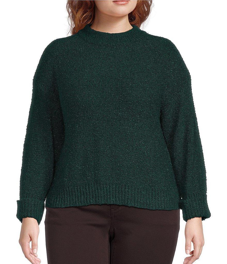 Democracy Plus Size Long Sleeve Double Banded Round Neck Sweater Product Image