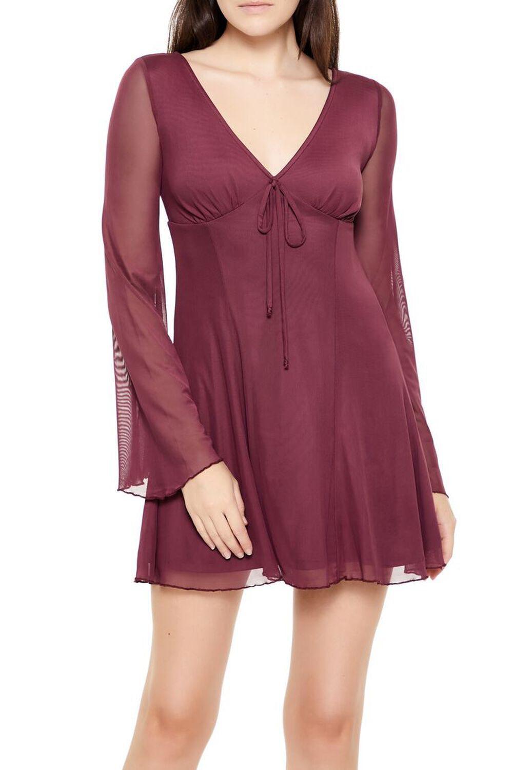 Mesh Bell-Sleeve Mini Dress | Forever 21 Product Image