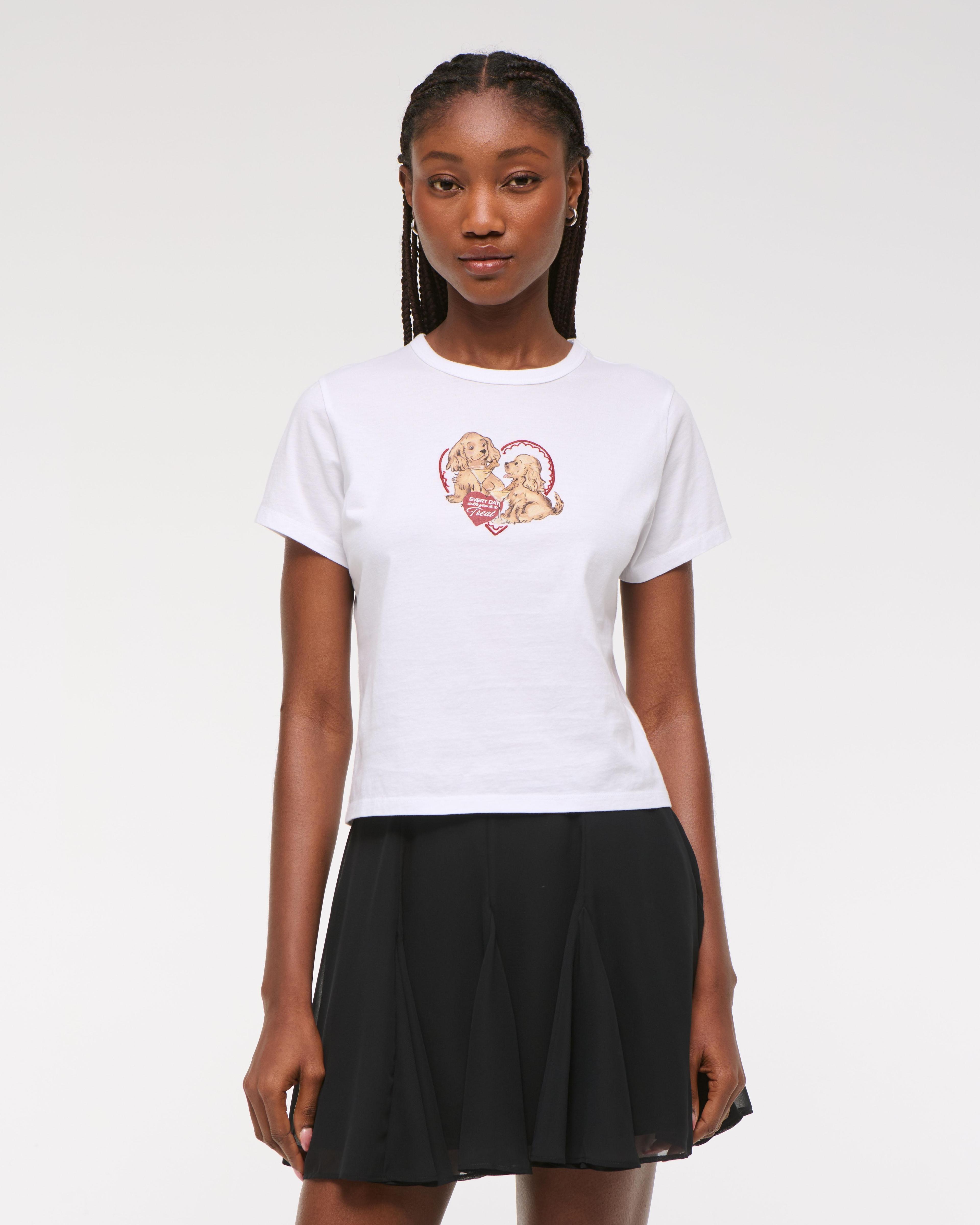 Short-Sleeve Vintage Valentine Graphic Skimming Tee Product Image