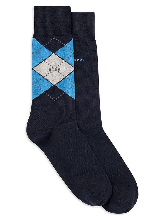 Mens Two-Pack of Regular-Length Socks in a Cotton Blend Product Image