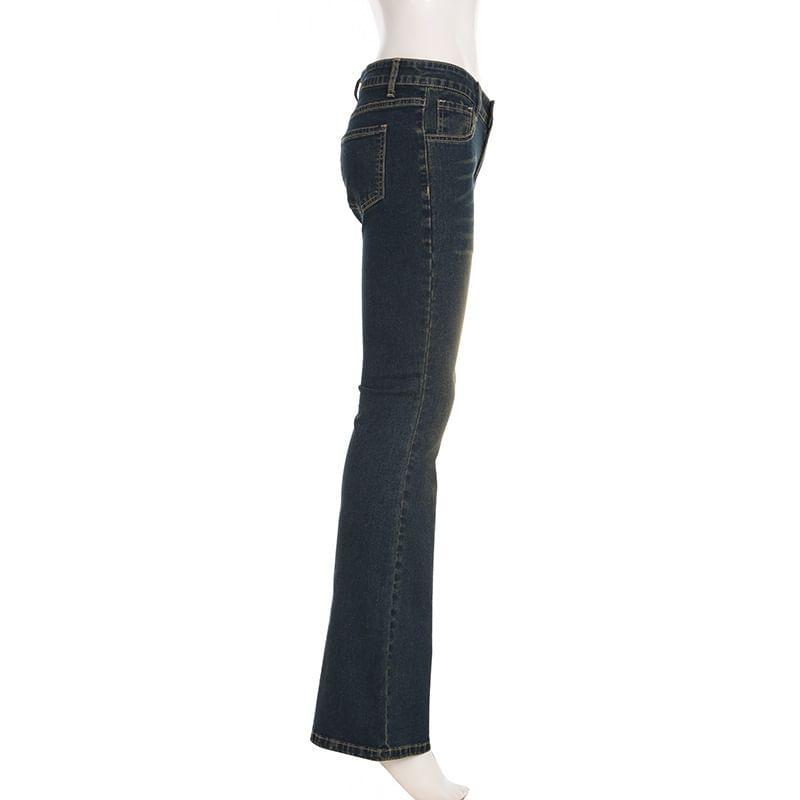 High Waist Washed Flared Jeans Product Image