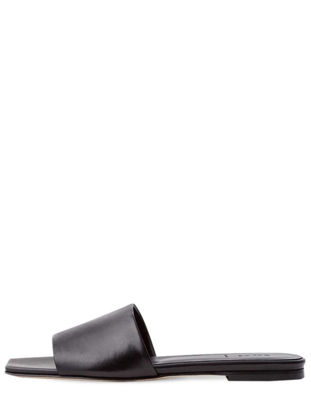 AEYDE 10mm Anna Leather Slide Flats In Black Product Image