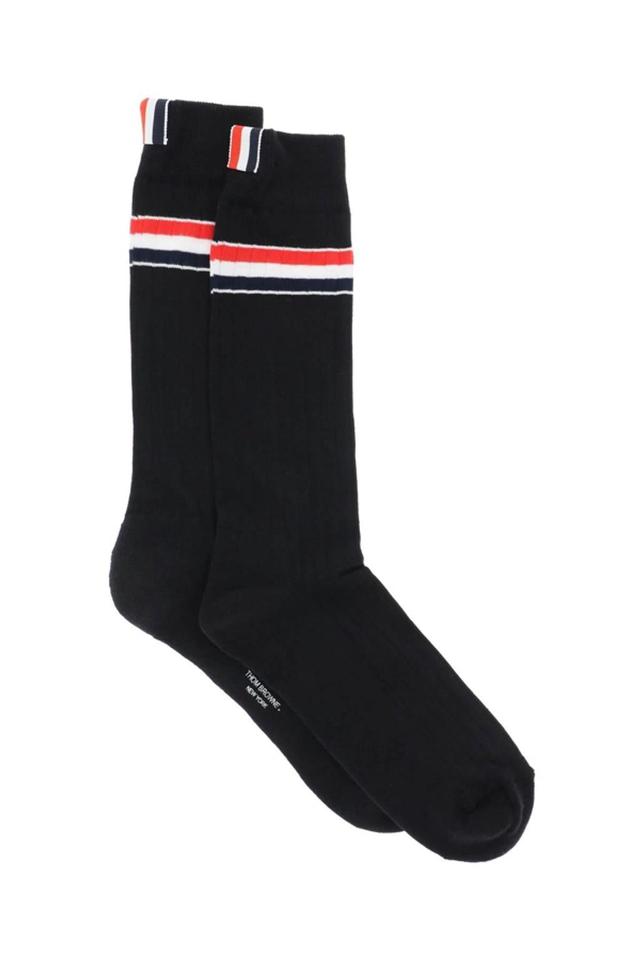 Stripe-detail Mid-calf Socks In Black Product Image