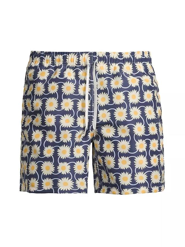 Navy Radial Flower Swim Trunks Product Image