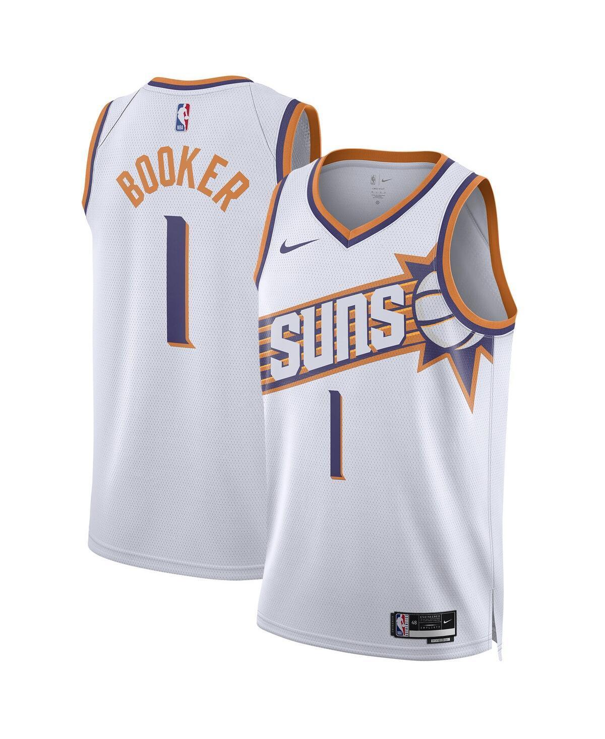 Mens and Womens Nike Devin Booker White Phoenix Suns Swingman Jersey - Association Edition - White Product Image