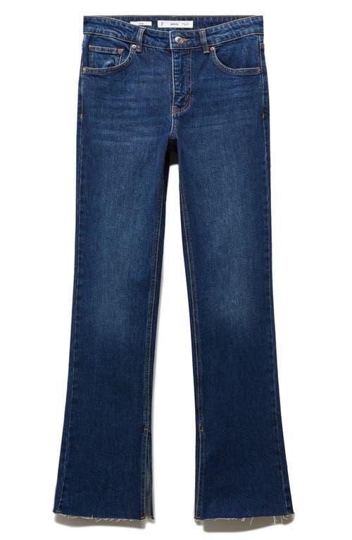 MANGO - Medium-rise straight jeans with slits dark blueWomen Product Image