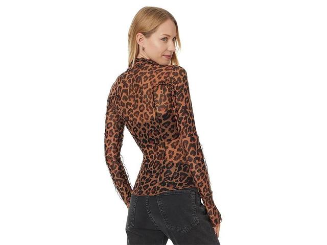 Free People Charlie Printed Mesh Top (Cats Meow) Women's Clothing Product Image