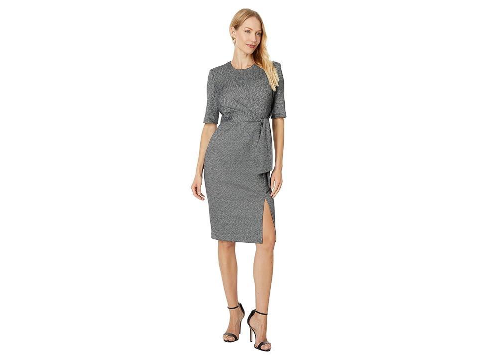 Calvin Klein 3/4 Sleeve Front Knot Sheath Multi) Women's Dress product image