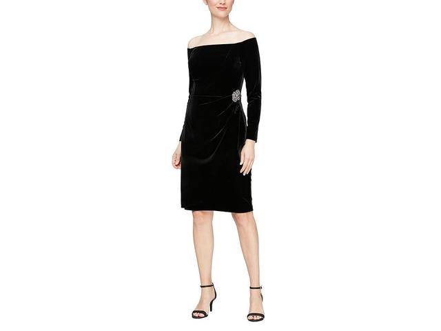 Alex Evenings Velvet Short Off-the-Shoulder Sheath Dress Women's Dress Product Image