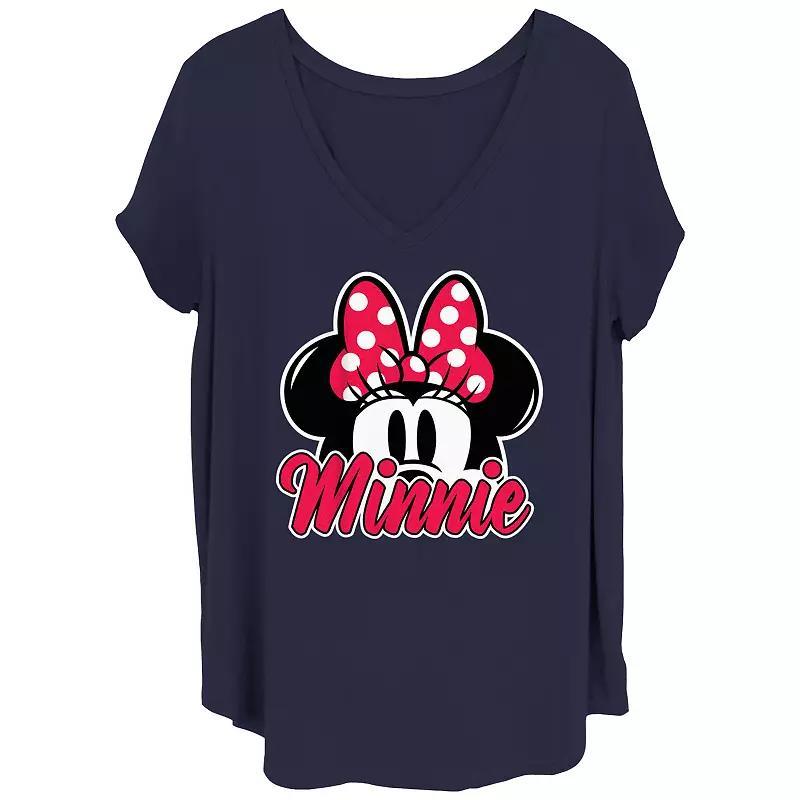 Disneys Minnie Mouse Ears Name Juniors Plus Graphic Tee, Womens Blue Product Image